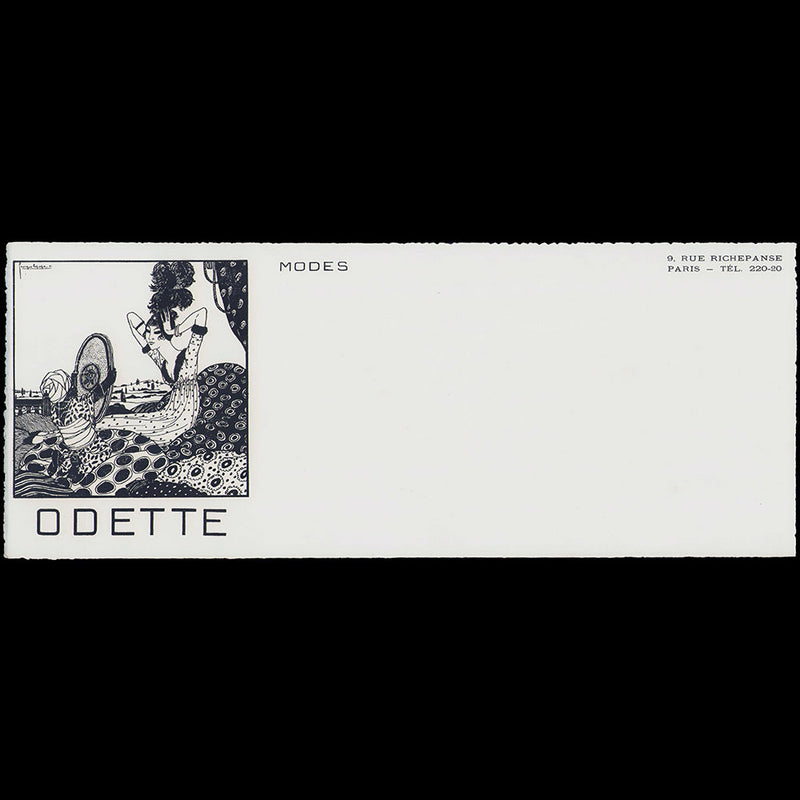 Odette - Document de la maison de modes illustré par Georges Lepape, 9 rue Richepanse à Paris (cira 1911)