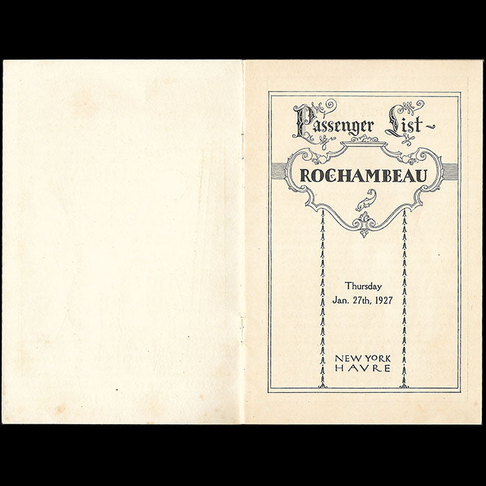 Georges Lepape - Liste des passagers du Rochambeau, paquebot de la Compagnie Générale Transatlantique (1927)