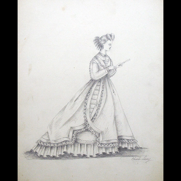 Charles Leray - Dessin d'une robe pour une maison de couture (circa 1860-1870)