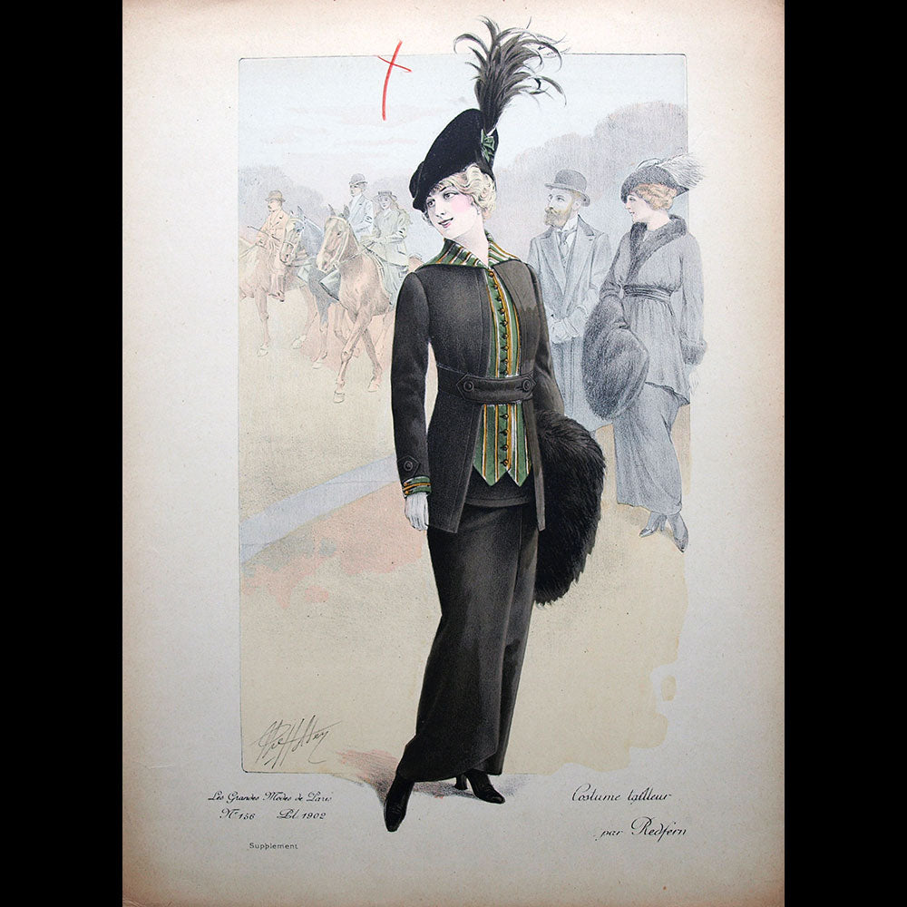 Redfern - Costume tailleur, gravure des Grandes Modes de Paris (1914)