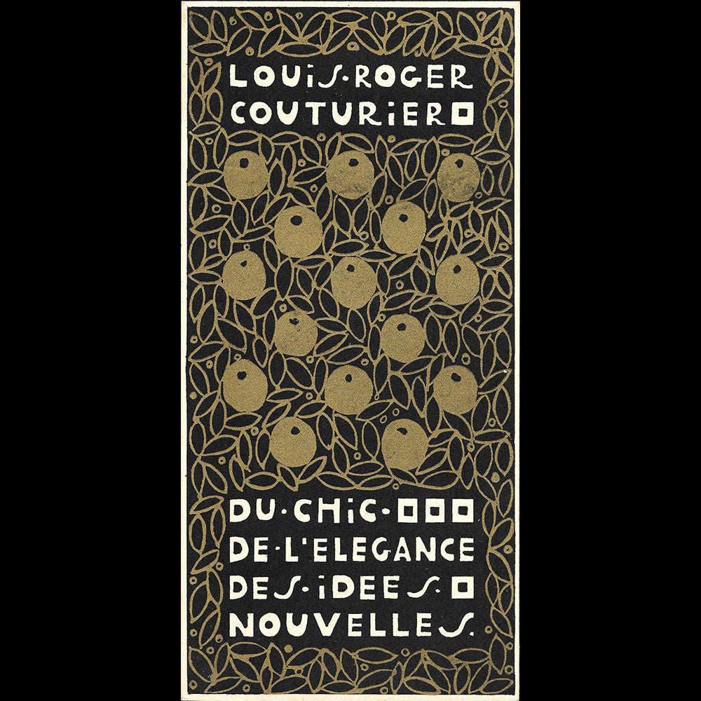 Louis Roger - Carte du couturier, 9 rue Daunou, Paris (circa 1914)