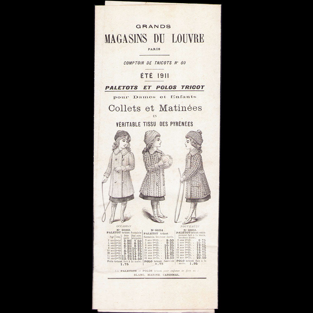 Grands Magasins du Louvre - Paletots et polos tricot pour Dames et Enfants, été 1911