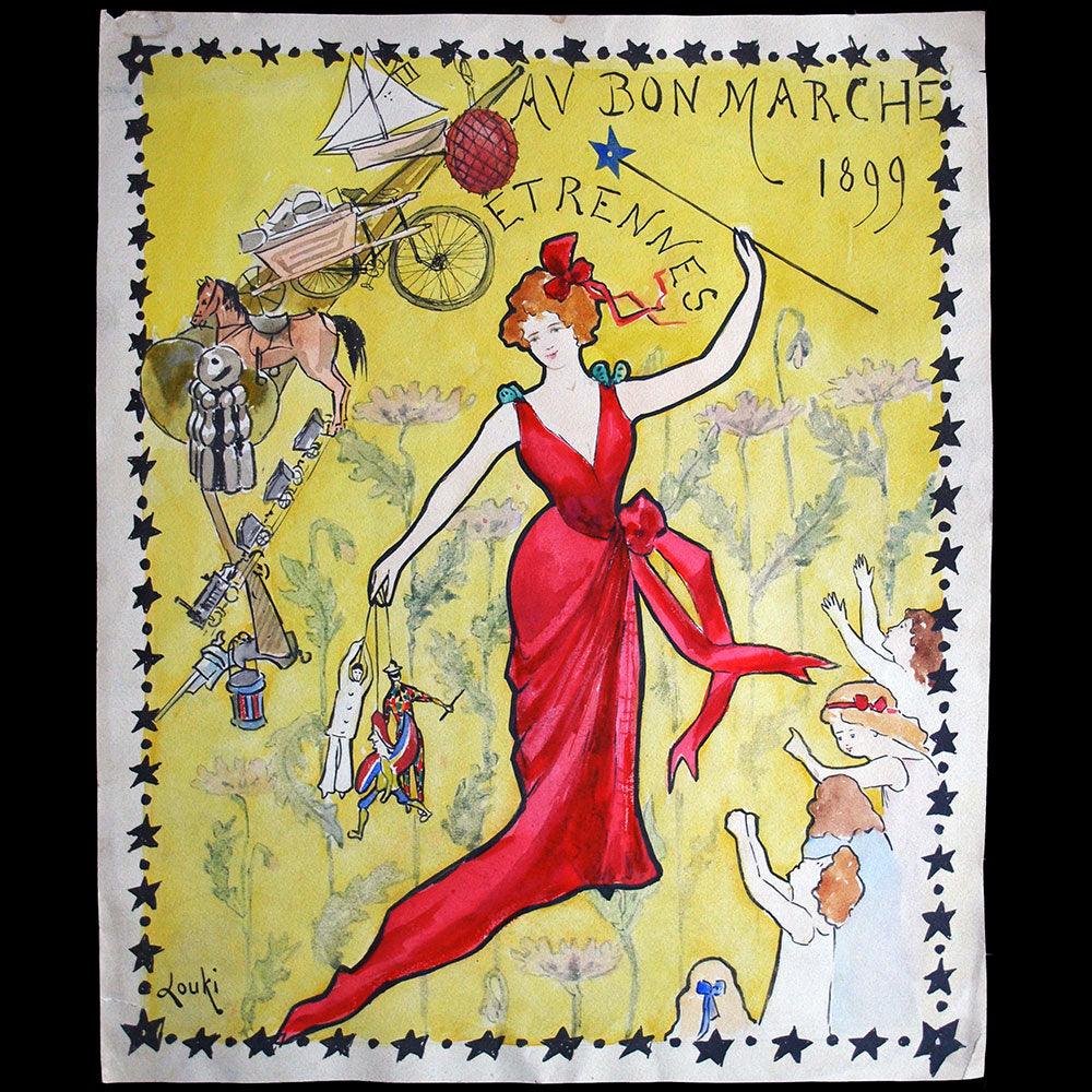 Au Bon Marché - Les étrennes 1899, projet d'affiche ou de couverture par Lucie Corot