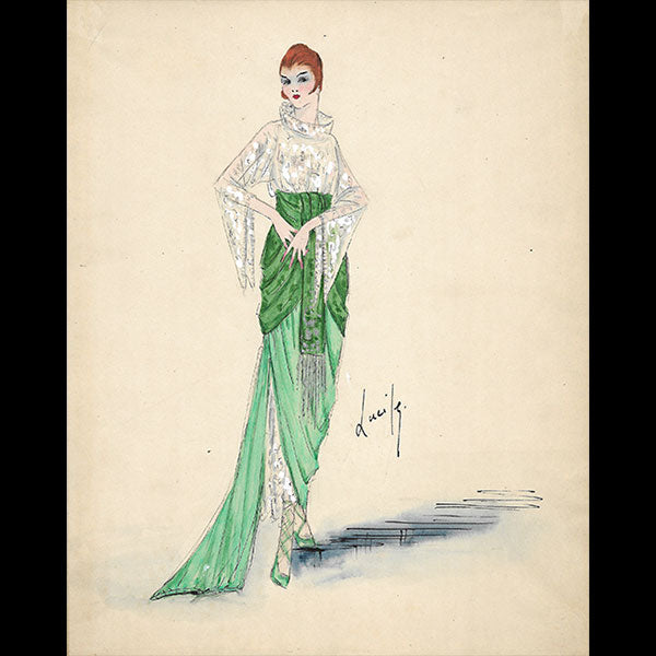 Lucile - Dessin d'une robe du soir (circa 1910s)