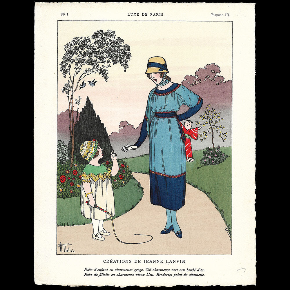 Luxe de Paris n°1 (avril 1913) - Planche III, Créations de Jeanne Lanvin, par Armand Vallée