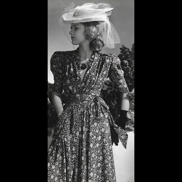Maggy Rouff - Robe en tissu Perrier, tirage de Philippe Pottier (1950s)
