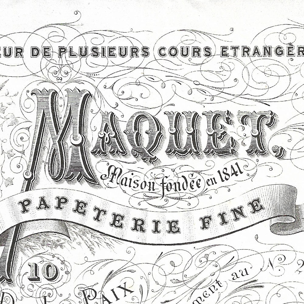 Facture de la Maison Maquet, graveur, 10 rue de la Paix à Paris (1875)