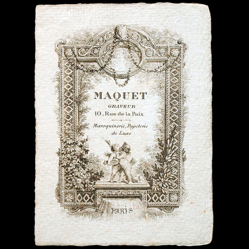 Maquet - Carte commerciale du graveur, 20 rue de la Paix à Paris (circa 1920)