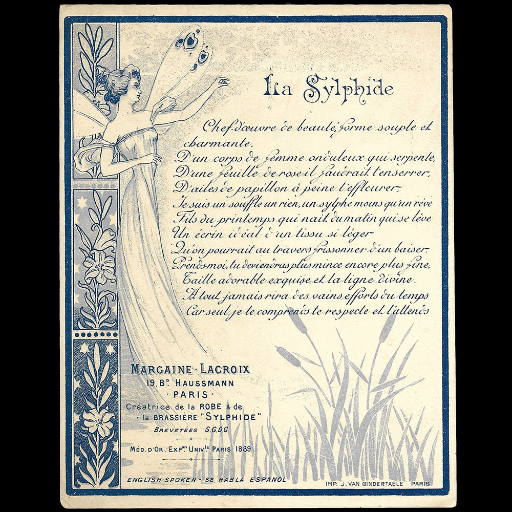 Margaine-Lacroix - La Sylphide, carte de la maison, 19 boulevard Haussman à Paris (circa 1900)