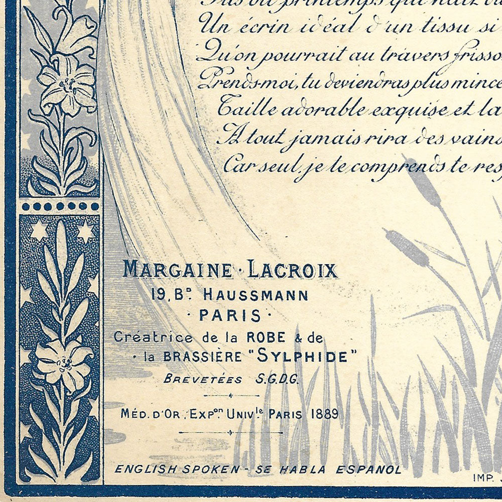 Margaine-Lacroix - La Sylphide, carte de la maison, 19 boulevard Haussman à Paris (circa 1900)