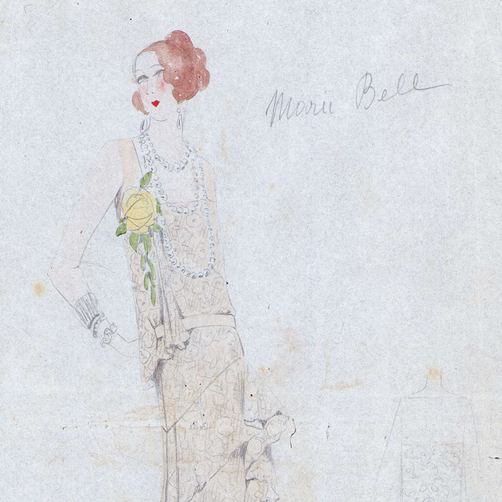 Dessin d'une robe pour Marie Bell (circa 1925-1930)