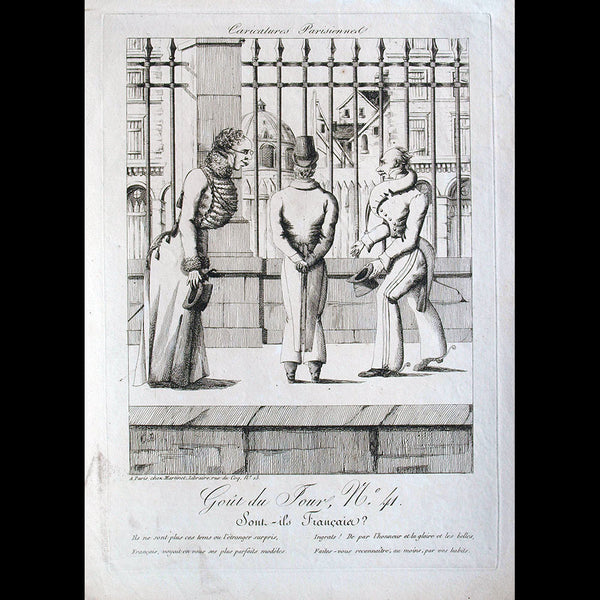 Martinet - Caricatures Parisiennes, Le Goût du Jour, gravure n°41, Sont-ils Français (1817)
