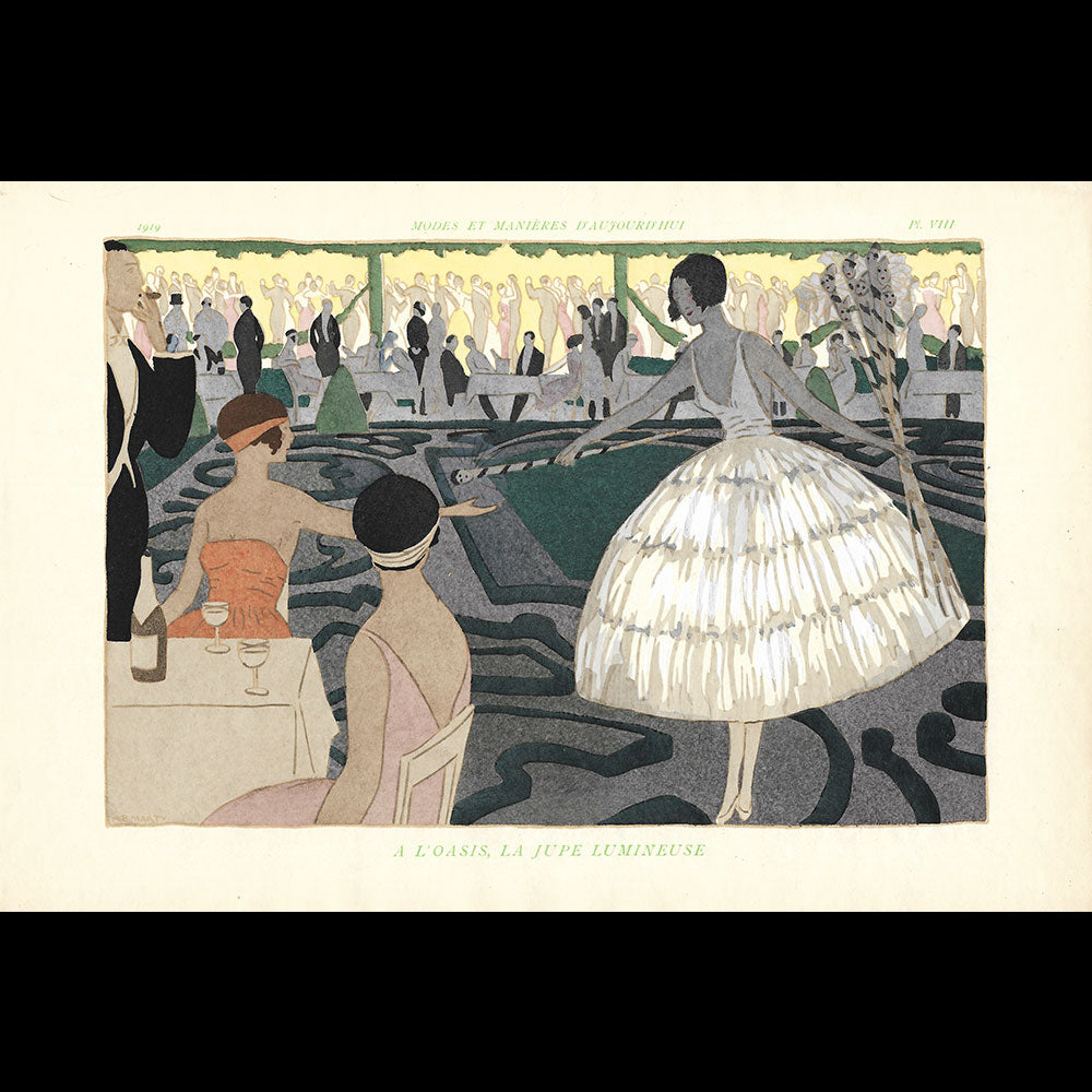 André Marty - A l'Oasis, la jupe lumineuse, planche de Modes et Manières d'Aujourd'hui (1919)