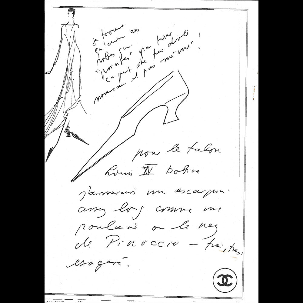 Chanel -  Réunion de 20 documents de travail à destination du bottier Massaro (1988-2004)