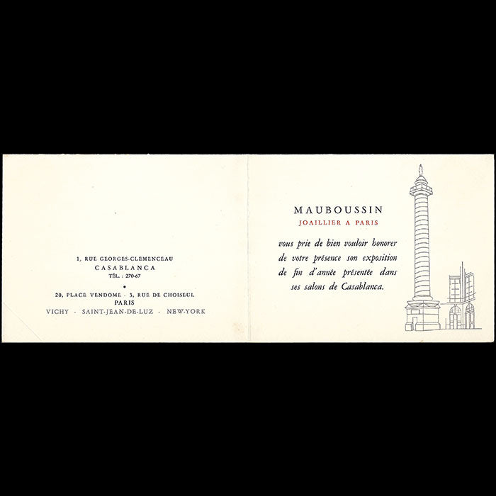 Mauboussin - Invitation de la maison de joaillerie pour l'Exposition de fin d'année à Casablanca (circa 1930s)