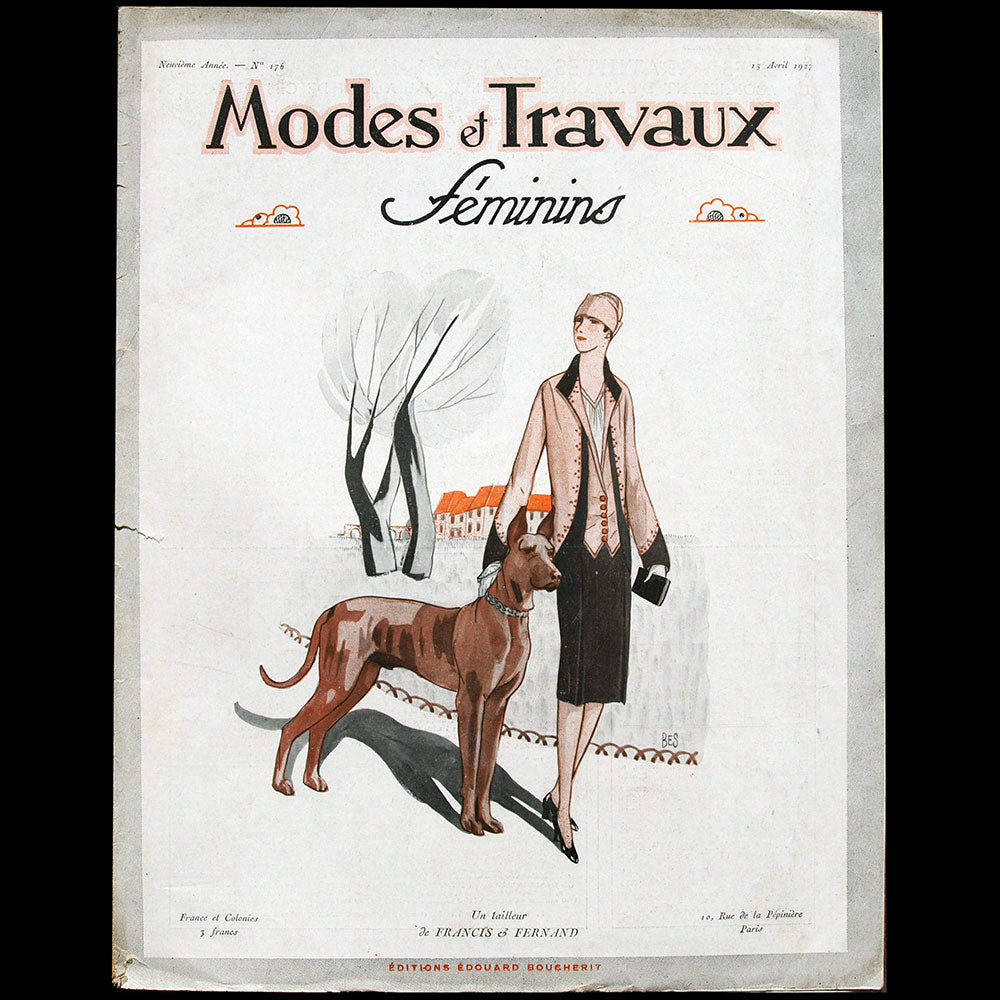 Modes et Travaux, 15 avril 1927, couverture de BES d'un modèle de Francis & Fernand