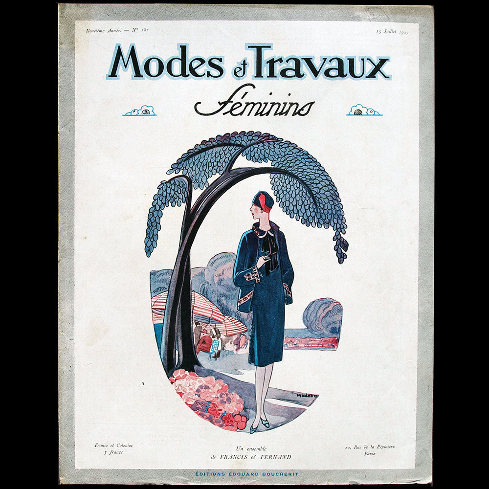 Modes et Travaux, 15 juillet 1927, couverture de Madeb d'un modèle de Francis & Fernand