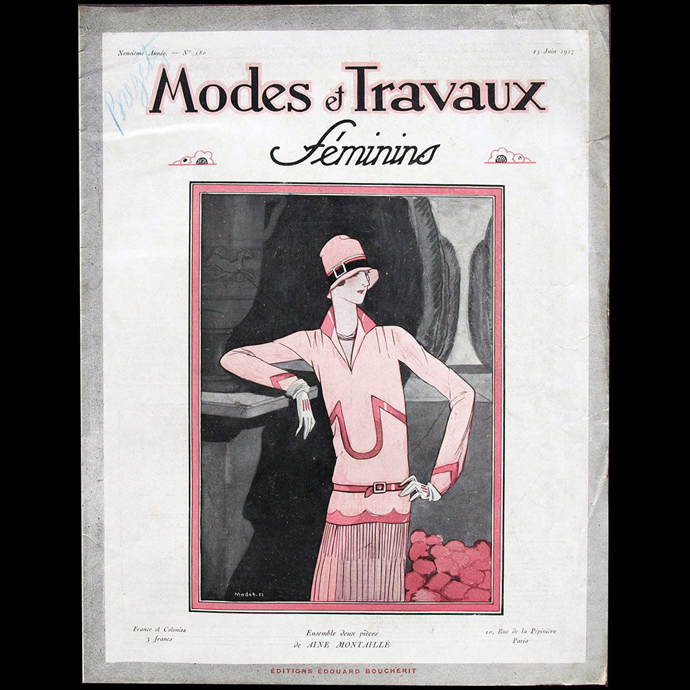 Modes et Travaux, 15 juin 1927, couverture de Madeb d'un modèle d'Ainé-Montaillé