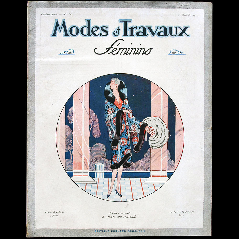 Modes et Travaux, 1er septembre 1927, couverture de BES d'un modèle d'Aine-Montaillé