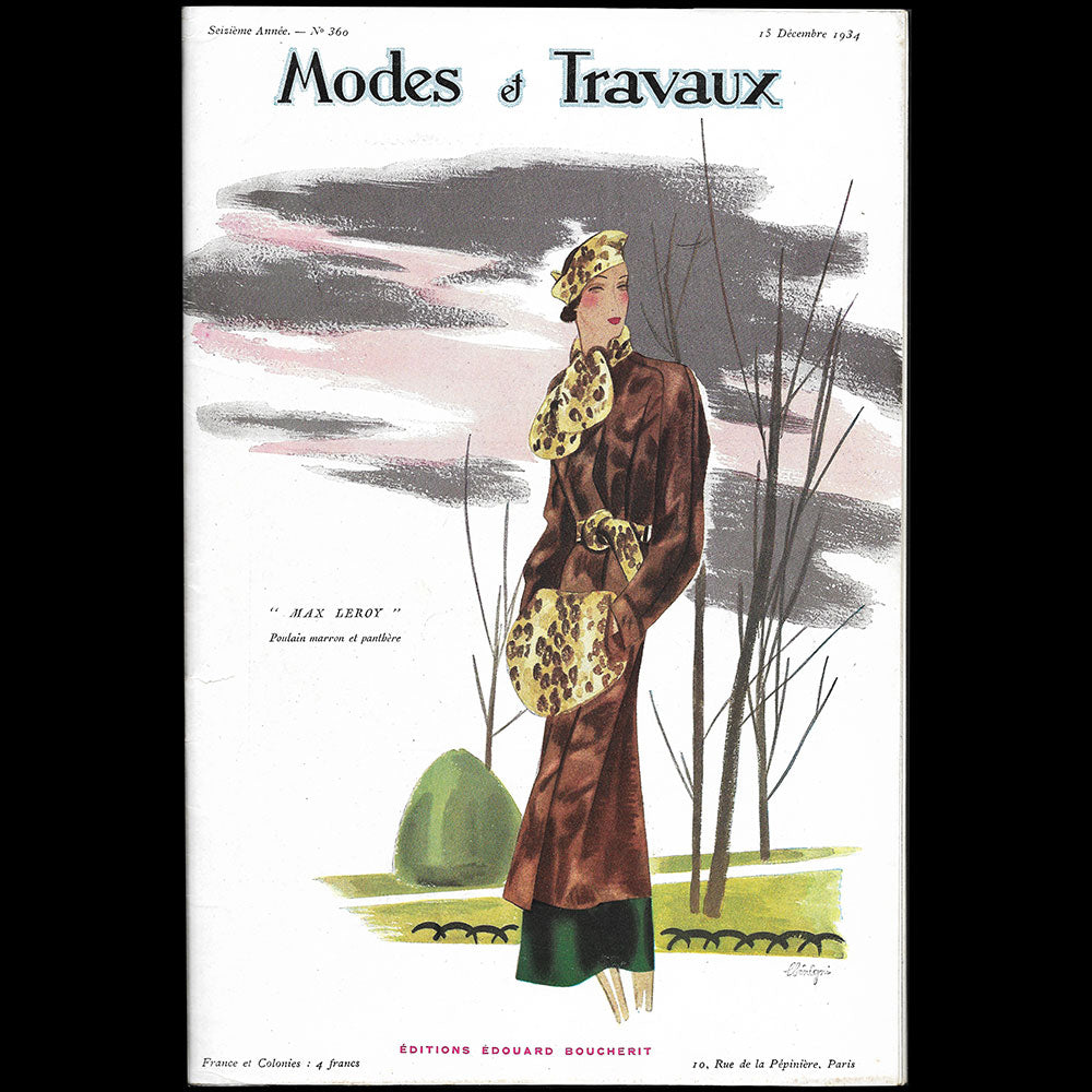 Modes et Travaux, 15 décembre 1934, couverture de Benigni d'un modèle de Max Leroy