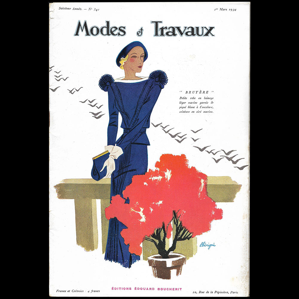 Modes et Travaux, 1er mars 1934, couverture de Benigni d'un modèle de Bruyère