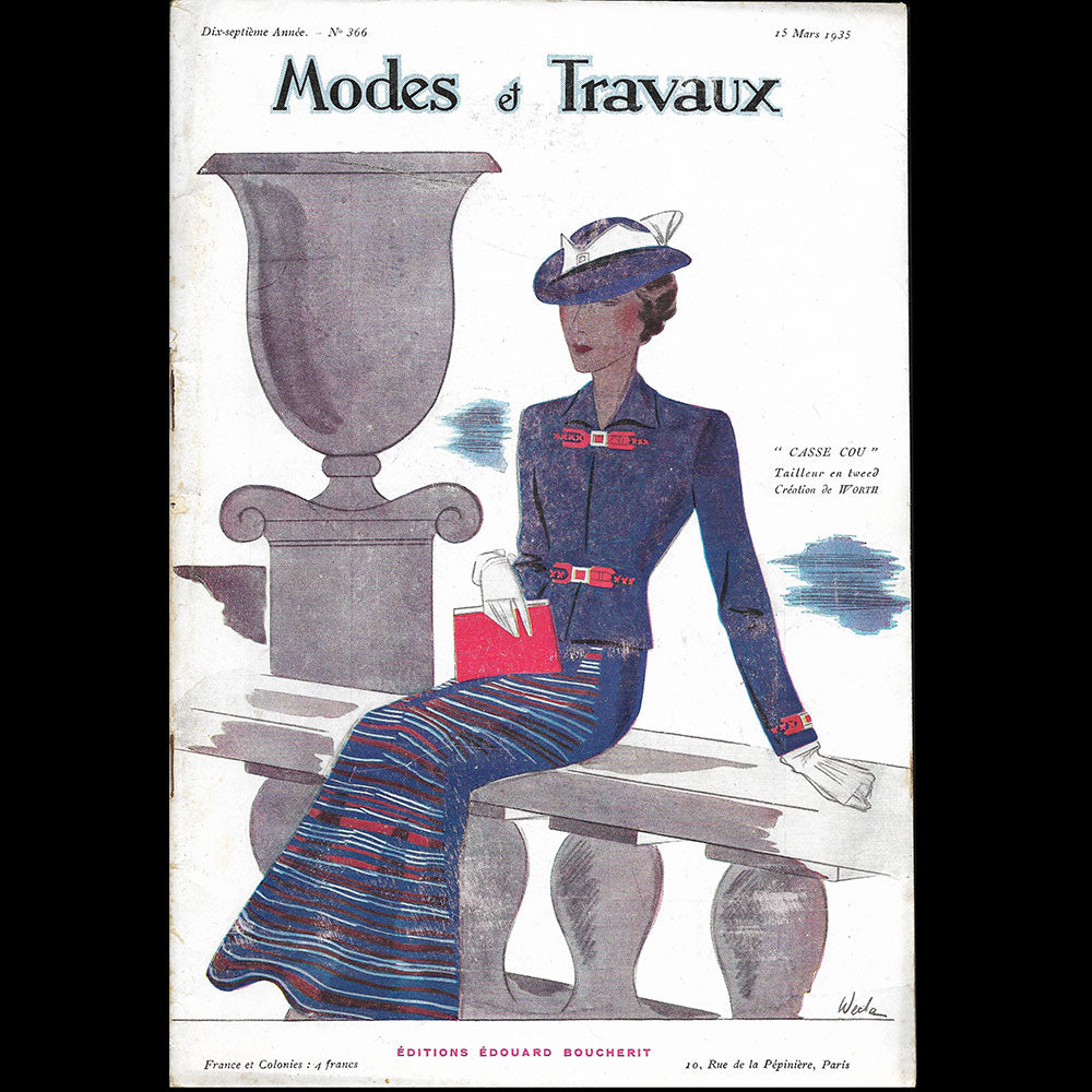 Modes et Travaux, 15 mars 1935, couverture de Wecla d'un modèle de Worth