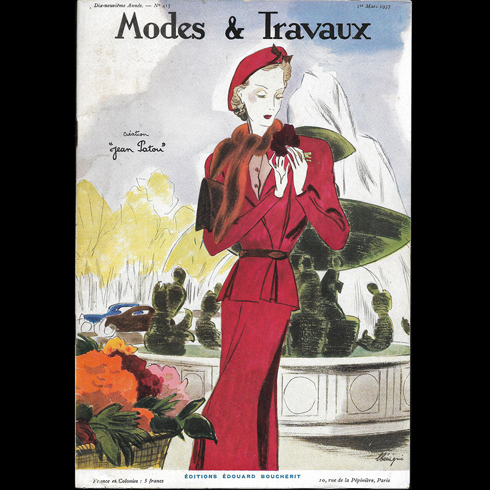 Modes et Travaux, 1er mars 1937, couverture de Bénigni d'un modèle de Jean Patou