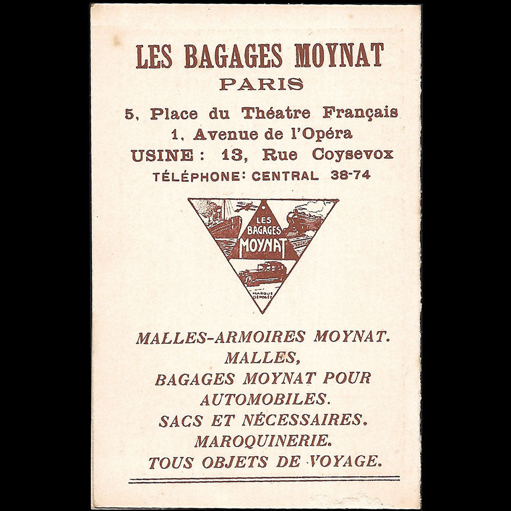 Moynat - Pour voyager en auto, le bagage Moynat s'impose, calendrier pour 1923