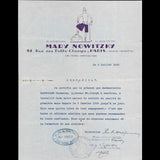 Mary Nowitzky - Certificat de travail de la maison de couture (1932)