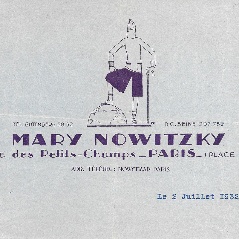 Mary Nowitzky - Certificat de travail de la maison de couture (1932)