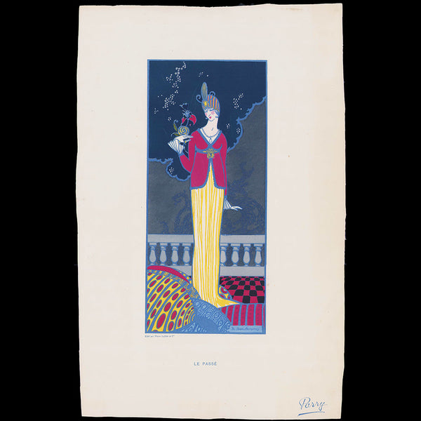 Jean Patou - Le Passé, pochoir de grand format de la maison de couture Parry (circa 1912)