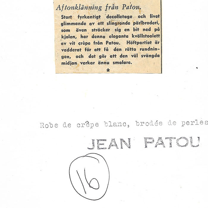 Jean Patou - robe du soir brodée de perles (1946)