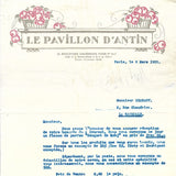 Pavillon d'Antin - Facture de la maison de parfums, 25 boulevard Haussmann à Paris (1922)