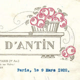 Pavillon d'Antin - Facture de la maison de parfums, 25 boulevard Haussmann à Paris (1922)