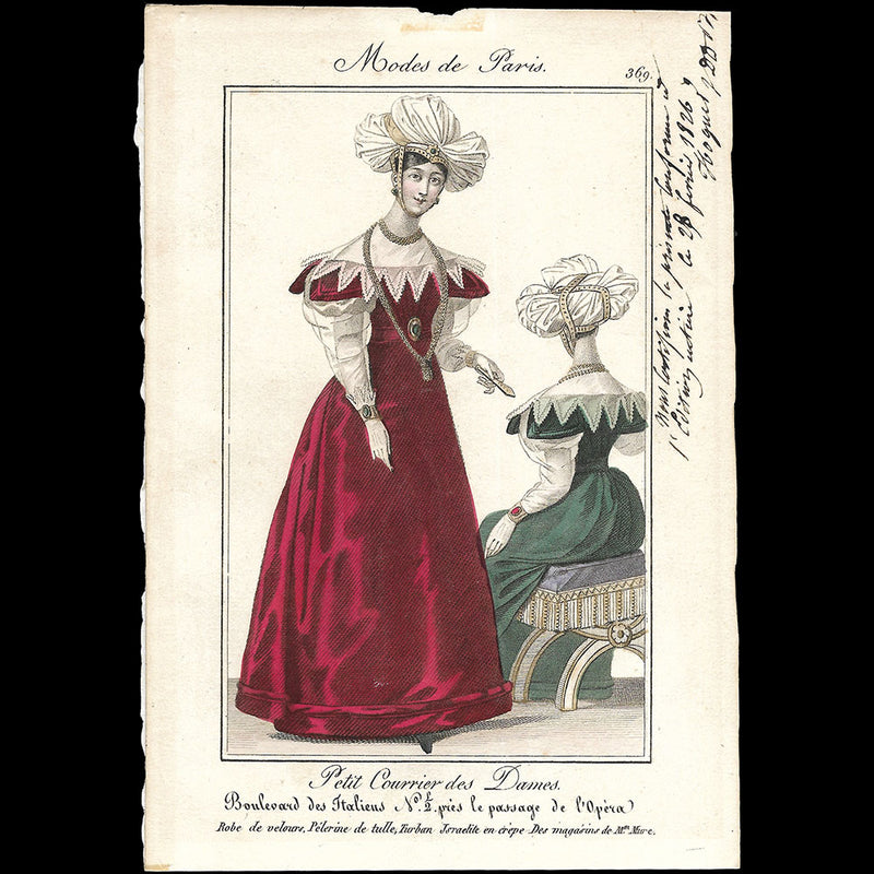 Petit Courrier des Dames, planche n°369 annotée par Hoguet (28 février 1826)