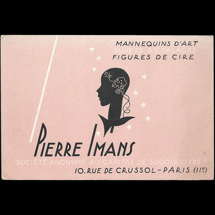 Pierre Imans - Carte, 10 rue Crussol à Paris (1930s)