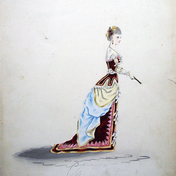 Dessin de Charles Pilatte pour les maisons Worth ou Ghys (circa 1870)