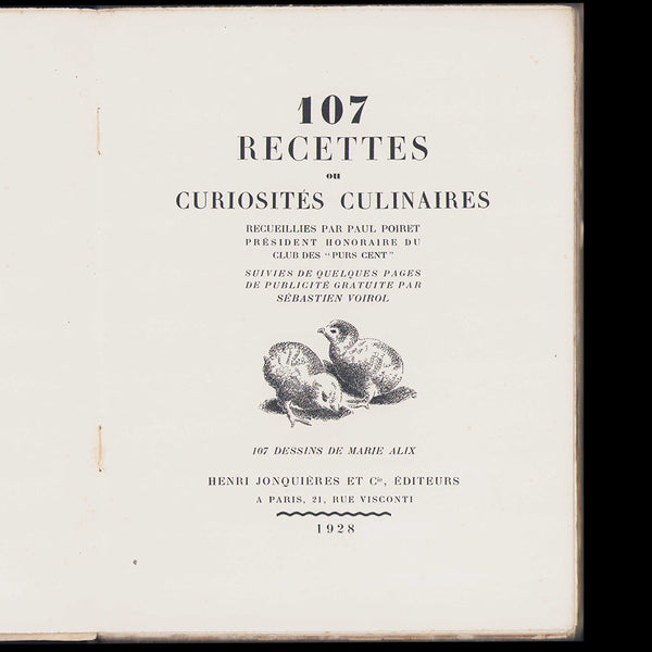 Poiret - 107 recettes et autres curiosités culinaires illustrées par Marie Alix (1928)
