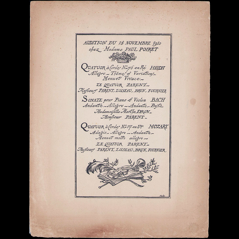 Paul Poiret - Audition du 18 novembre 1910, programme illustré par Bernard Naudin