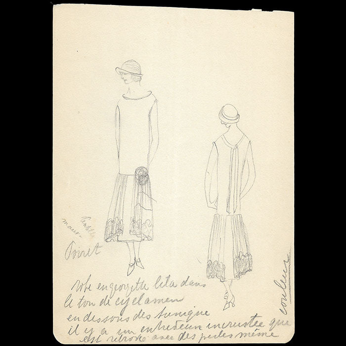 Poiret - Dessin d'une robe de georgette (1920s)