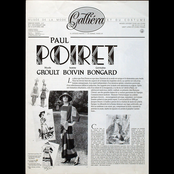 Paul Poiret et Nicole Groult, maîtres de la mode Art Déco, journal de l'exposition (1986)