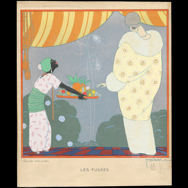 Poiret - Les Fusées, pochoir de Georges Lepape pour Paul Poiret (1912)