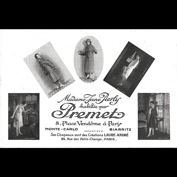 Premet - Jane Pierly habillée par Premet, 8 Place Vendôme, Paris (1920s)