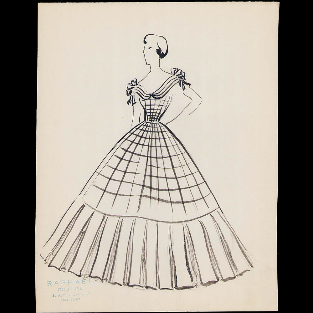 Raphael - Robe du soir, dessin de la maison de couture (circa 1940-195