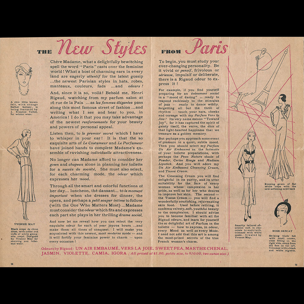 Parfums Rigaud - Document publicitaire pour Un Air embaumé (circa 1930)