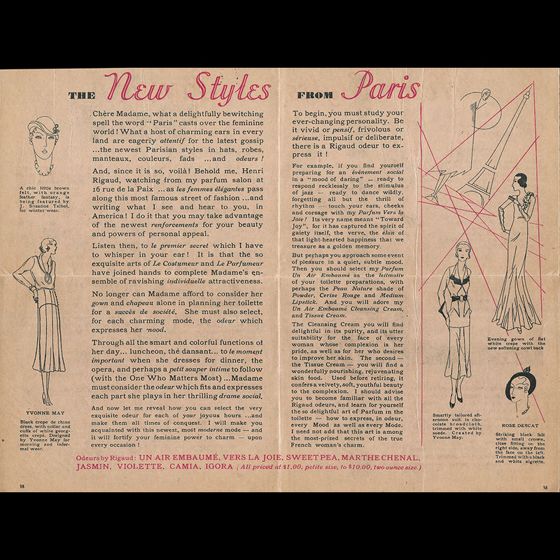 Parfums Rigaud - Document publicitaire pour Un Air embaumé (circa 1930)