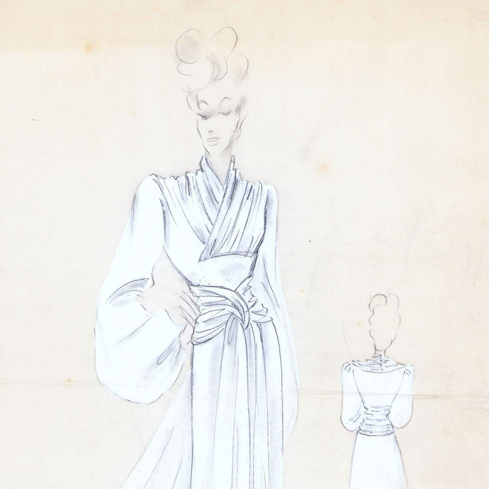 Fashion drawing of evening dress from a Paris Couture House (c. 1925-1930)