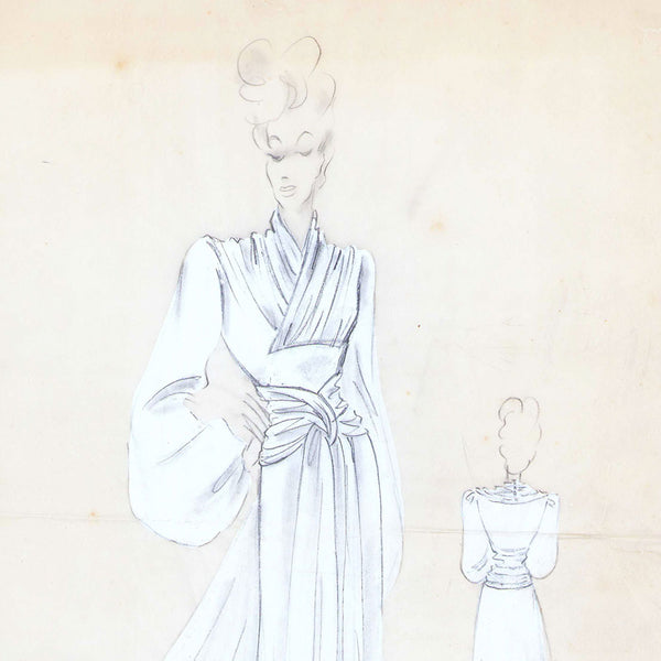 Dessin d'une robe drapée (1930-1940s)