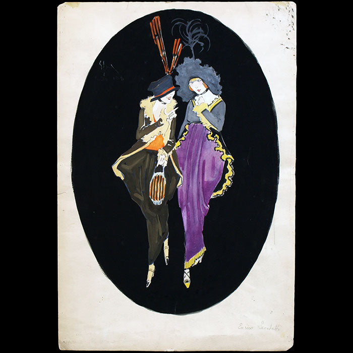 Elégantes - Dessin d'Enrico Sacchetti pour la Gazette du Bon Ton (1913)
