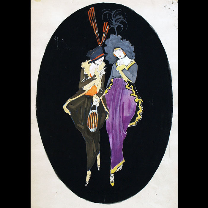Elégantes - Dessin d'Enrico Sacchetti pour la Gazette du Bon Ton (1913)